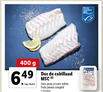 Lidl Dos De Cabillaud MSC offre