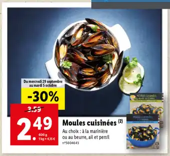 Lidl Moules Cuisinées offre