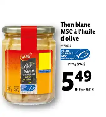 Lidl Thon Blanc MSC offre