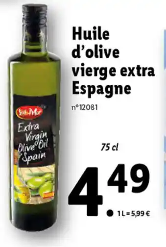 Lidl Huile D' Olive Vierge Extra Espagne offre