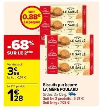 Carrefour Biscuits pur beurre LA MÈRE POULARD offre