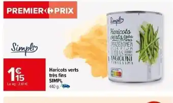 Carrefour Haricots verts très fins SIMPL offre