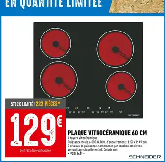 Brico Cash Schneider plaque vitrocéramique 60 cm offre