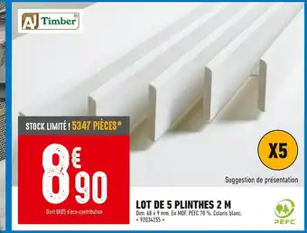 Brico Cash Timber lot de 5 plinthes 2 m offre