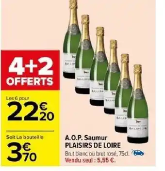 Carrefour A.O.P. Saumur PLAISIRS DE LOIRE offre