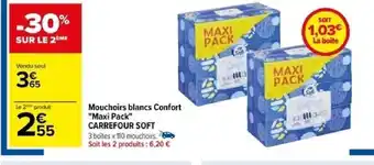 Carrefour Mouchoirs blancs confort maxi pack carrefour soft offre