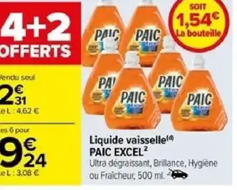Carrefour Liquide vaisselle PAIC EXCEL offre