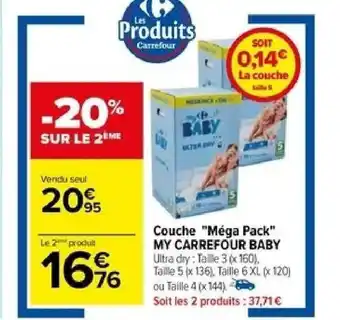 Carrefour Couche Méga Pack MY CARREFOUR BABY offre
