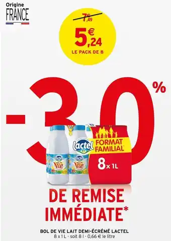 Intermarché Bol de vie lait demi-écrémé offre