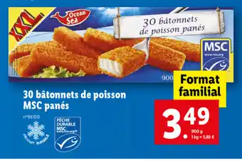 Lidl 30 Bâtonnets De Poisson MSC Panés offre