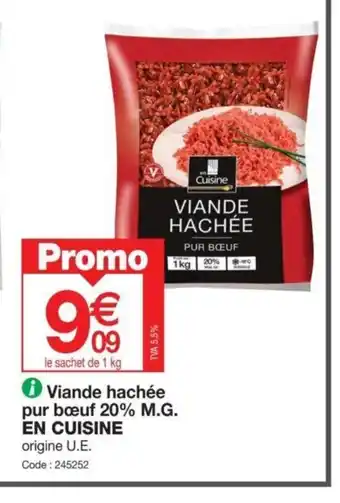 Promocash Viande hachée pur bœuf 20% M.G. offre