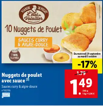 Lidl Nuggets de Poulet Avec Sauce offre