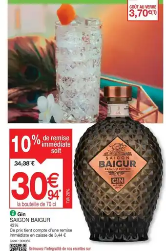 Promocash i Gin SAIGON BAIGUR 43% offre