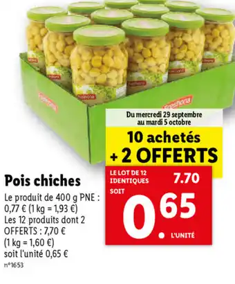 Lidl Pois Chiches offre