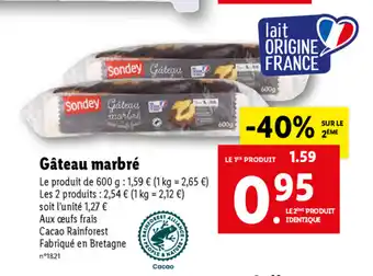 Lidl Gâteau Marbré offre