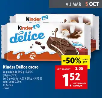 Lidl Kinder Délice Cacao offre