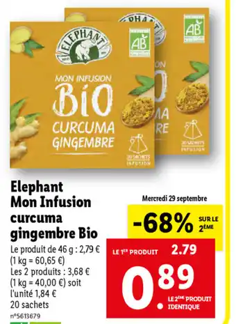 Lidl Elephant Mon Infusion Curcuma offre