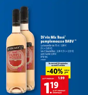 Lidl Di'vin Mix Rose Pamplemousse BABV offre