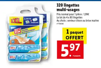 Lidl 320 Lingettes Multi-usages offre