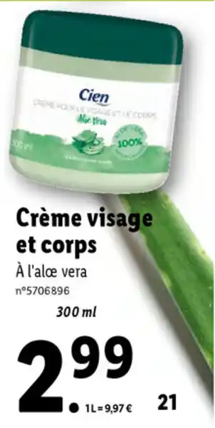 Lidl Crème Visage et Corps offre