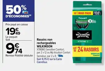 Carrefour Rasoirs non rechargeables WILKINSON offre