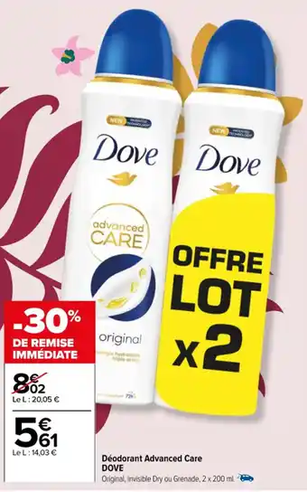 Carrefour Déodorant Advanced Care DOVE offre