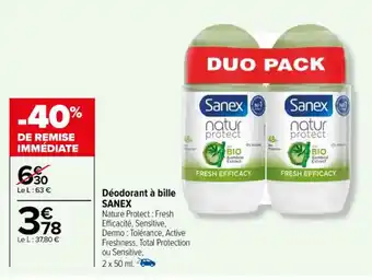 Carrefour Déodorant à bille SANEX offre