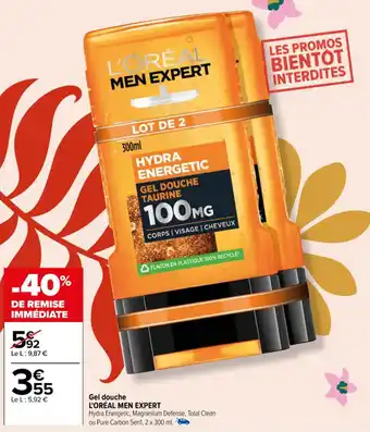 Carrefour Gel douche L'OREL MEN EXPERT offre