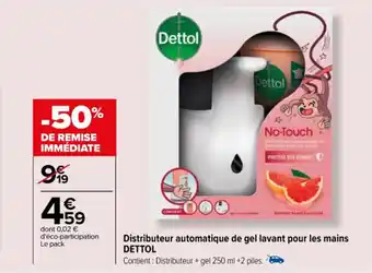 Carrefour Distributeur automatique de gel lavant pour les mains DETTOL offre