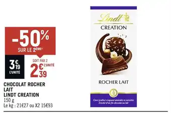 Spar Lindt creation chocolat rocher lait offre