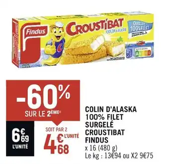 Spar Findus colin d’alaska 100% filet surgelé croustibat offre
