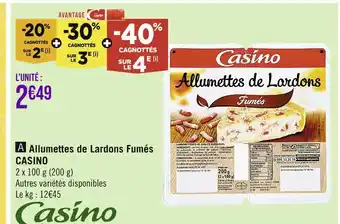 Casino Supermarchés Casino allumettes de lardons fumés offre