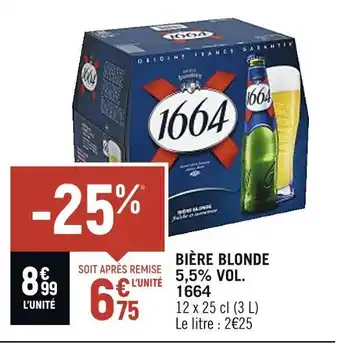 Spar 1664 bière blonde 5,5% vol offre