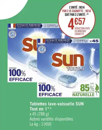 Casino Supermarchés Sun tablettes lave-vaisselle tout en 1 offre