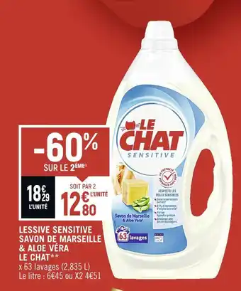 Spar Le chat lessive sensitive savon de marseille & aloe véra offre