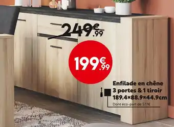 Maxi Bazar Enfilade en chêne 3 portes & 1 tiroir 189.4x88.9x44.9cm offre