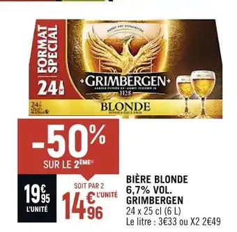 Spar Grimbergen bière blonde 6,7% vol offre