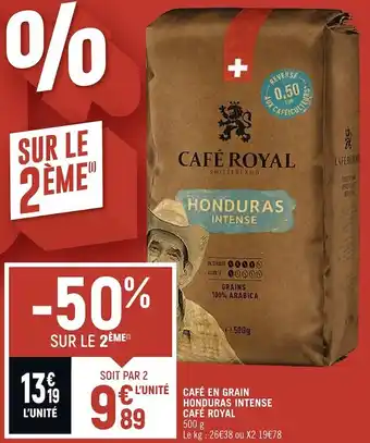 Spar Café royal café en grain honduras intense offre
