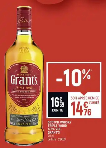 Spar Grant’s scotch whisky triple wood 40% vol offre
