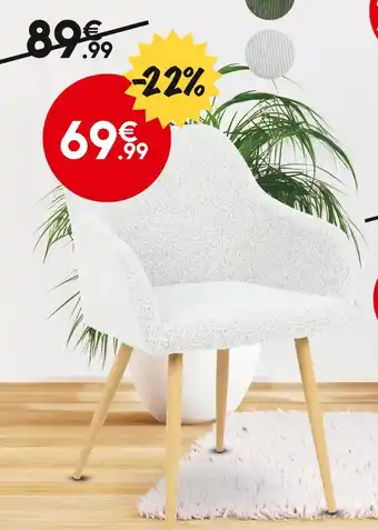 Maxi Bazar Fauteuil bouclette pieds hêtre betty 54x60x86cm offre