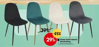 Maxi Bazar Chaise tonia velours 53x43x87cm offre
