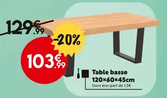 Maxi Bazar Table basse 120x60x45cm offre