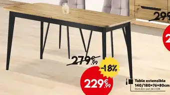 Maxi Bazar Table extensible 140/180x76x80cm offre