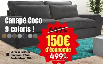 Maxi Bazar Canapé coco 9 coloris ! offre