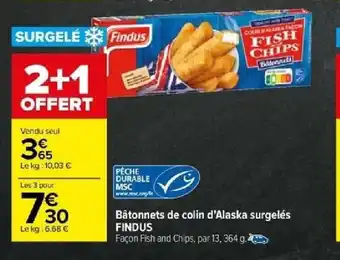 Carrefour Bâtonnets de colin d'Alaska surgelés FINDUS offre