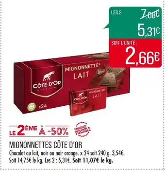 Match Côte d’or mignonnettes offre