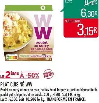 Match Ww plat cuisiné offre