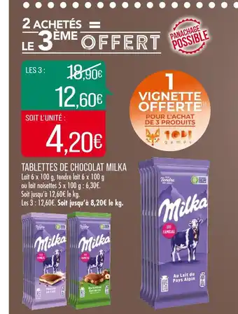 Match Milka tablettes de chocolat offre