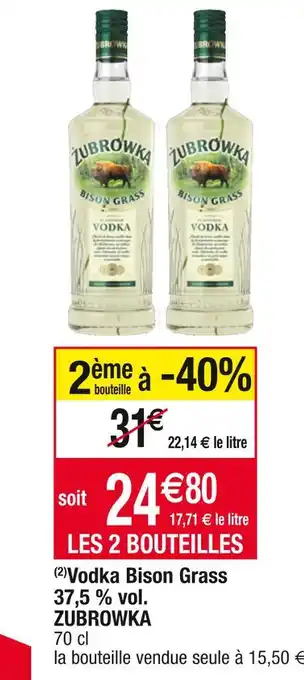 Cora x Carrefour Zubrowka vodka bison grass 37,5 % vol offre