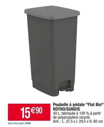 Rotho/sundis poubelle à pédale flat bin